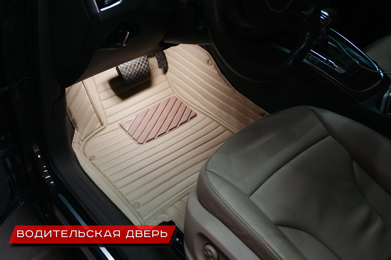 Водительский коврик из экокожи для Audi Q5 с прорезиненной вставкой