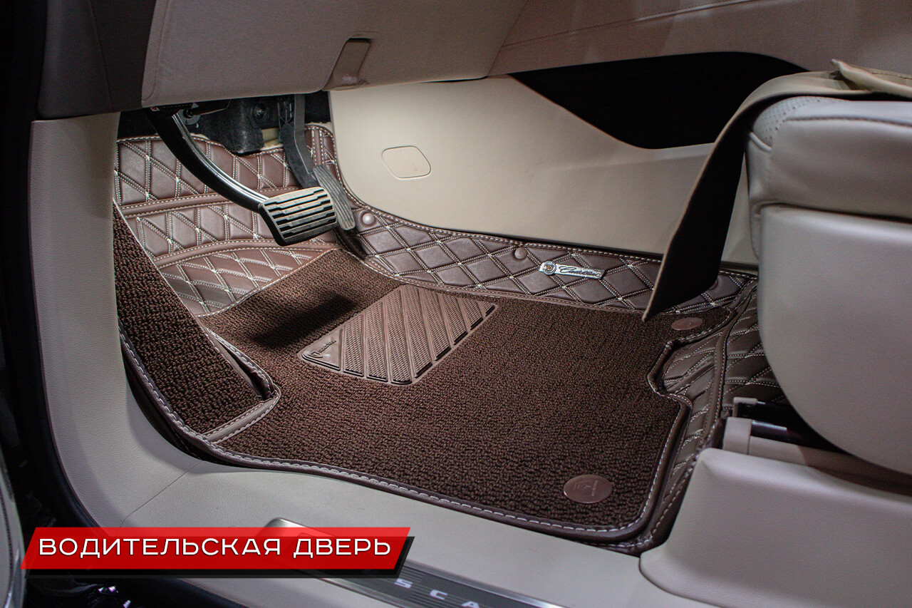 3D-коврики из экокожи для Cadillac Escalade. Водительская дверь